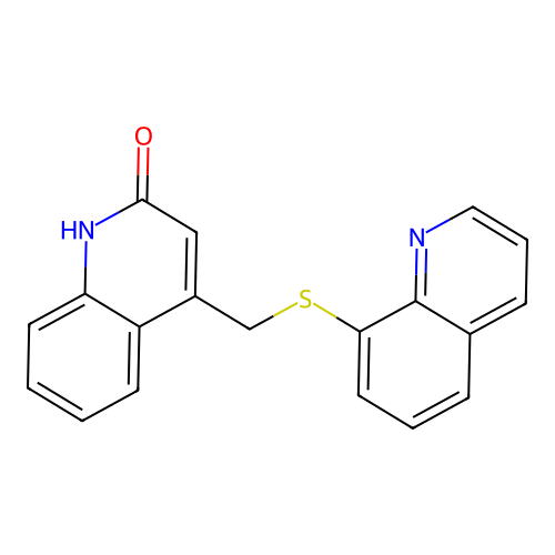 4-[(quinolin-8-ylsulfanyl)methyl]quinolin-2(1H)-one structure
