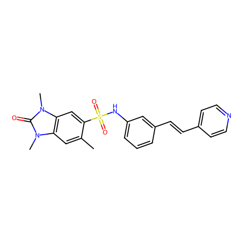 1,3,6-Trimethyl-2-oxo-n-(3-[(e)-2-pyridin-4-ylvinyl]phenyl)-2,3-dihydro-1h-benzimidazole-5-sulfonamide structure