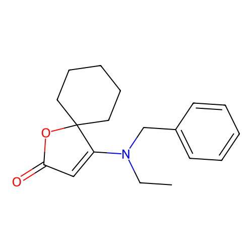 4-[Benzyl(ethyl)amino]-1-oxaspiro[4.5]dec-3-en-2-one structure