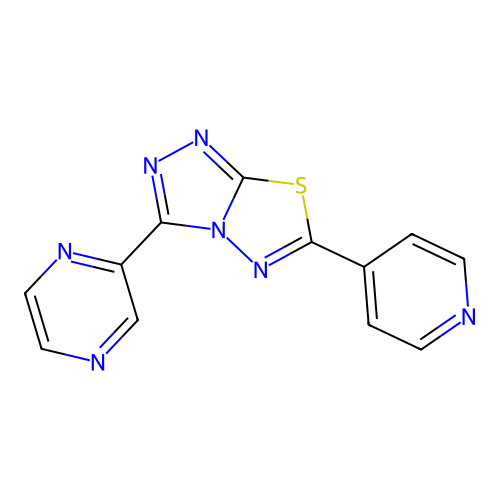 3-(Pyrazin-2-yl)-6-(pyridin-4-yl)[1,2,4]triazolo[3,4-b][1,3,4]thiadiazole structure