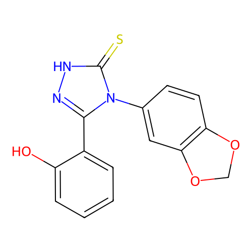 2-[4-(1,3-benzodioxol-5-yl)-5-sulfanyl-4H-1,2,4-triazol-3-yl]phenol structure