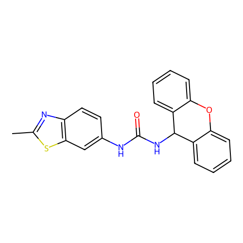 1-(2-methyl-1,3-benzothiazol-6-yl)-3-(9H-xanthen-9-yl)urea structure