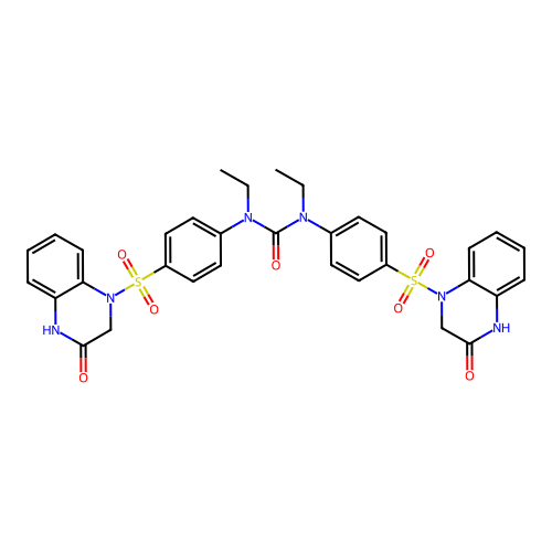 1,3-Diethyl-1,3-bis[4-[(3-oxo-2,4-dihydroquinoxalin-1-yl)sulfonyl]phenyl]urea structure