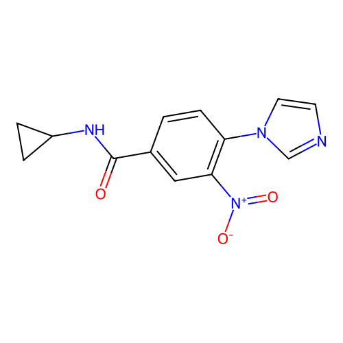 N-cyclopropyl-4-(1H-imidazol-1-yl)-3-nitrobenzamide structure