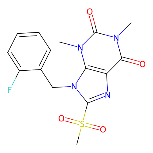 9-[(2-Fluorophenyl)methyl]-1,3-dimethyl-8-methylsulfonylpurine-2,6-dione structure