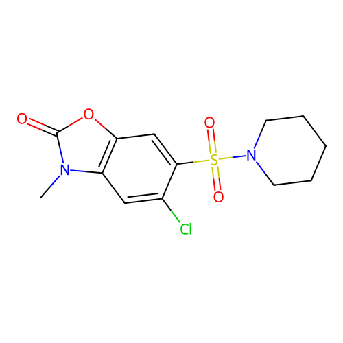 5-Chloro-3-methyl-6-piperidin-1-ylsulfonyl-1,3-benzoxazol-2-one structure