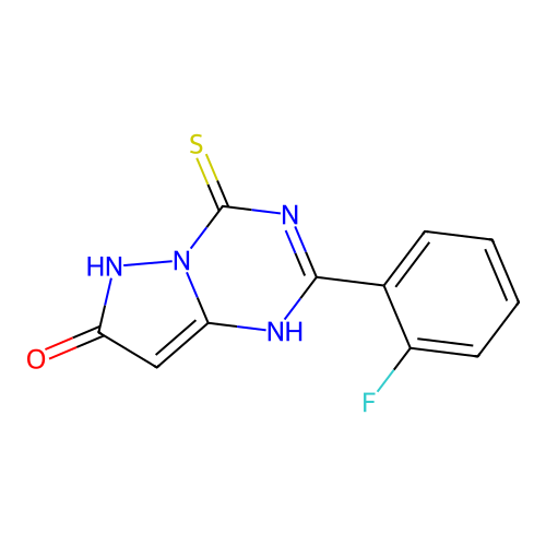 2-(2-fluorophenyl)-4-thioxo-3,4-dihydropyrazolo[1,5-a][1,3,5]triazin-7(6H)-one structure