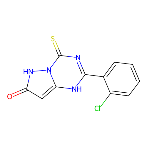 2-(2-chlorophenyl)-4-thioxo-3,4-dihydropyrazolo[1,5-a][1,3,5]triazin-7(6H)-one structure