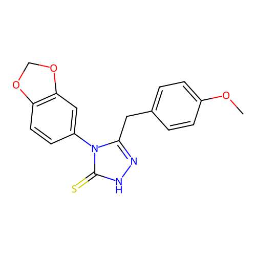 4-(benzo[d][1,3]dioxol-5-yl)-5-(4-methoxybenzyl)-4H-1,2,4-triazole-3-thiol structure