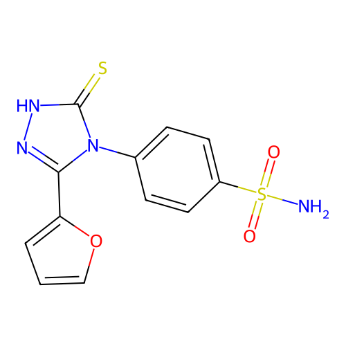 4-(3-(furan-2-yl)-5-mercapto-4H-1,2,4-triazol-4-yl)benzenesulfonamide structure