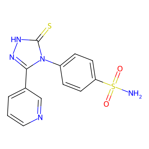 4-(3-mercapto-5-(pyridin-3-yl)-4H-1,2,4-triazol-4-yl)benzenesulfonamide structure