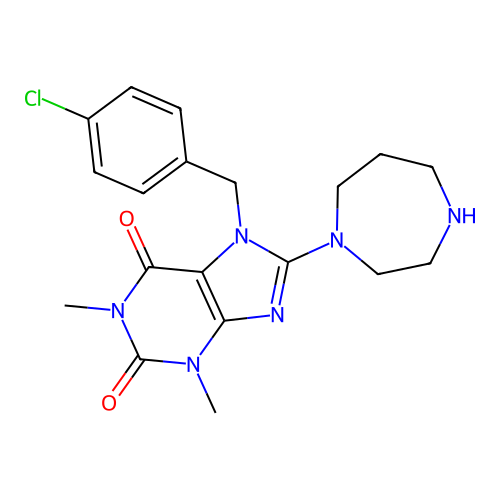 7-[(4-Chlorophenyl)methyl]-8-(1,4-diazepan-1-yl)-1,3-dimethylpurine-2,6-dione structure