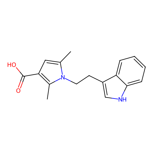 1-[2-(1H-indol-3-yl)ethyl]-2,5-dimethyl-1H-pyrrole-3-carboxylic acid structure