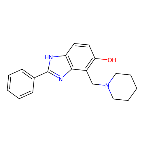 2-phenyl-4-(piperidin-1-ylmethyl)-1H-benzimidazol-5-ol structure