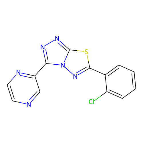 6-(2-Chlorophenyl)-3-pyrazin-2-yl-[1,2,4]triazolo[3,4-b][1,3,4]thiadiazole structure