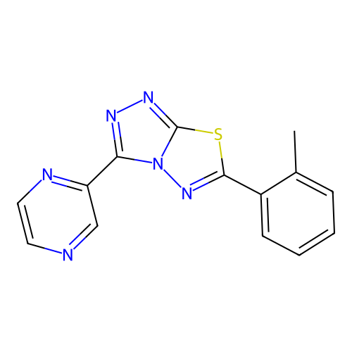 6-(2-Methylphenyl)-3-pyrazin-2-yl-[1,2,4]triazolo[3,4-b][1,3,4]thiadiazole structure