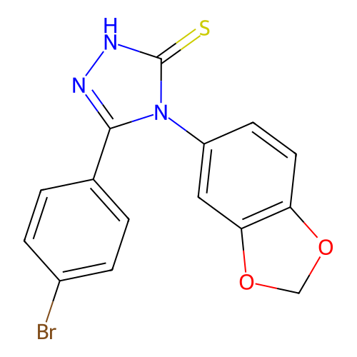 4-(benzo[d][1,3]dioxol-5-yl)-5-(4-bromophenyl)-4H-1,2,4-triazole-3-thiol structure