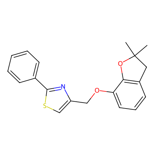 4-[(2,2-dimethyl-3H-1-benzofuran-7-yl)oxymethyl]-2-phenyl-1,3-thiazole structure