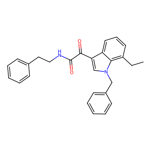 2-(1-benzyl-7-ethyl-1H-indol-3-yl)-2-oxo-N-(2-phenylethyl)acetamide structure