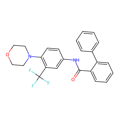 N-[4-morpholin-4-yl-3-(trifluoromethyl)phenyl]-2-phenylbenzamide structure