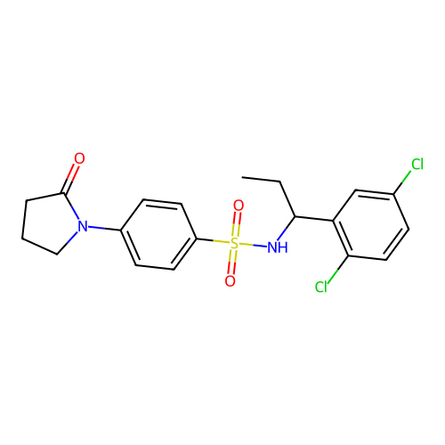 N-[1-(2,5-dichlorophenyl)propyl]-4-(2-oxopyrrolidin-1-yl)benzenesulfonamide structure