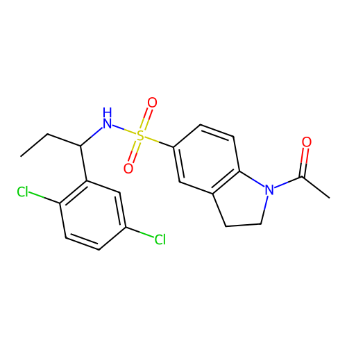 1-acetyl-N-[1-(2,5-dichlorophenyl)propyl]-2,3-dihydro-1H-indole-5-sulfonamide structure