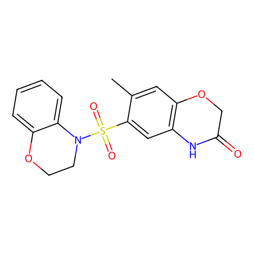 6-(2,3-dihydro-1,4-benzoxazin-4-ylsulfonyl)-7-methyl-4H-1,4-benzoxazin-3-one structure