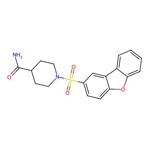 1-Dibenzofuran-2-ylsulfonylpiperidine-4-carboxamide structure