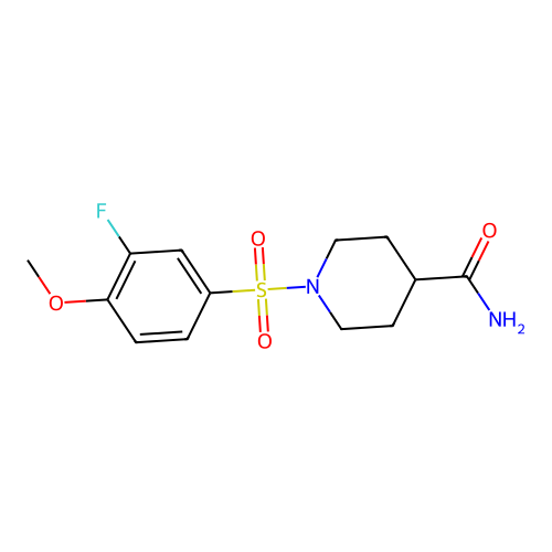 1-(3-Fluoro-4-methoxyphenyl)sulfonylpiperidine-4-carboxamide structure