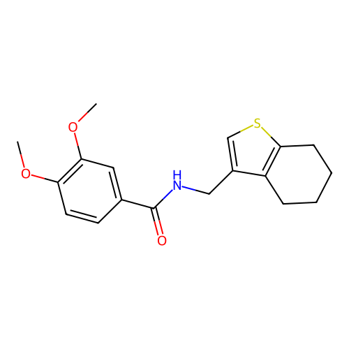 3,4-dimethoxy-N-(4,5,6,7-tetrahydro-1-benzothien-3-ylmethyl)benzamide structure