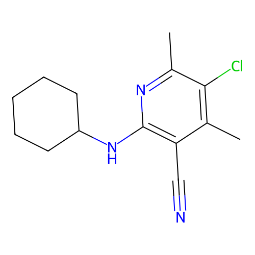 5-Chloro-2-(cyclohexylamino)-4,6-dimethylpyridine-3-carbonitrile structure