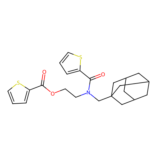 2-[N-(adamantanylmethyl)-2-thienylcarbonylamino]ethyl thiophene-2-carboxylate structure