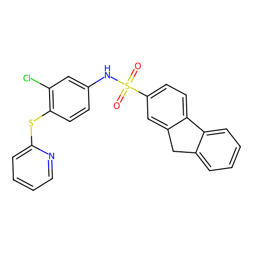N-(3-chloro-4-pyridin-2-ylsulfanylphenyl)-9H-fluorene-2-sulfonamide structure