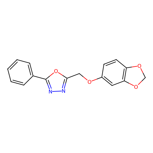 2-(1,3-Benzodioxol-5-yloxymethyl)-5-phenyl-1,3,4-oxadiazole structure