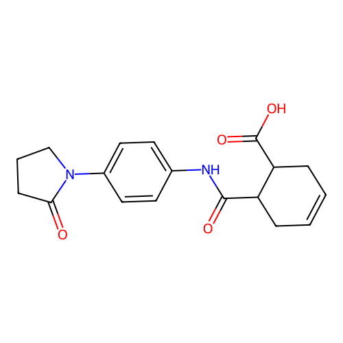 6-[[4-(2-Oxopyrrolidin-1-yl)phenyl]carbamoyl]cyclohex-3-ene-1-carboxylic acid structure