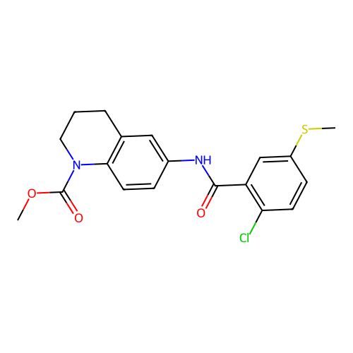 methyl 6-[(2-chloro-5-methylsulfanylbenzoyl)amino]-3,4-dihydro-2H-quinoline-1-carboxylate structure