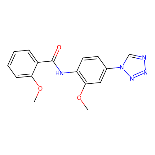 2-methoxy-N-[2-methoxy-4-(tetrazol-1-yl)phenyl]benzamide structure