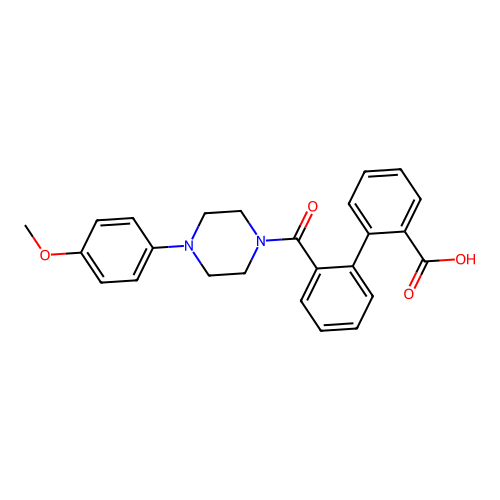 2-[2-[4-(4-methoxyphenyl)piperazine-1-carbonyl]phenyl]benzoic Acid structure