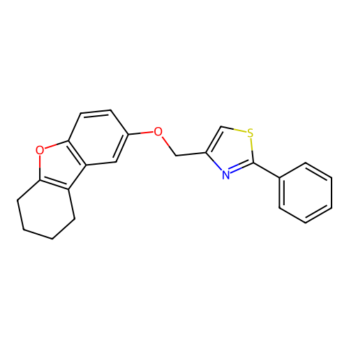 2-Phenyl-4-(6,7,8,9-tetrahydrodibenzofuran-2-yloxymethyl)-1,3-thiazole structure
