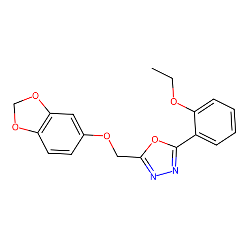 2-[(1,3-Benzodioxol-5-yloxy)methyl]-5-(2-ethoxyphenyl)-1,3,4-oxadiazole structure