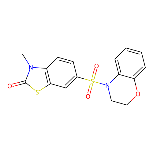 6-(2,3-dihydro-4H-1,4-benzoxazin-4-ylsulfonyl)-3-methyl-1,3-benzothiazol-2(3H)-one structure