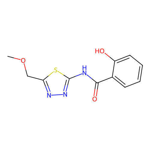 2-hydroxy-N-[5-(methoxymethyl)-1,3,4-thiadiazol-2-yl]benzamide structure