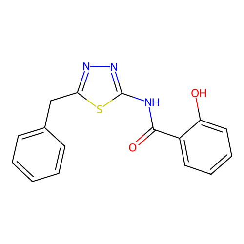 N-(5-benzyl-1,3,4-thiadiazol-2-yl)-2-hydroxybenzamide structure