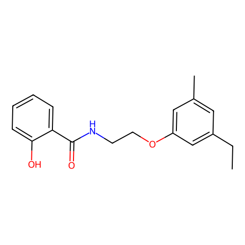 N-[2-(3-ethyl-5-methylphenoxy)ethyl]-2-hydroxybenzamide structure