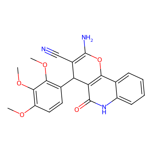 2-amino-5-oxo-4-(2,3,4-trimethoxyphenyl)-5,6-dihydro-4H-pyrano[3,2-c]quinoline-3-carbonitrile structure