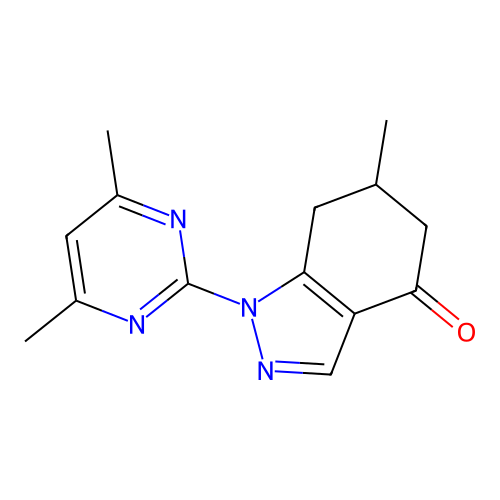1-(4,6-dimethylpyrimidin-2-yl)-6-methyl-6,7-dihydro-5H-indazol-4-one structure