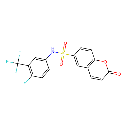 N-[4-fluoro-3-(trifluoromethyl)phenyl]-2-oxo-2H-chromene-6-sulfonamide structure