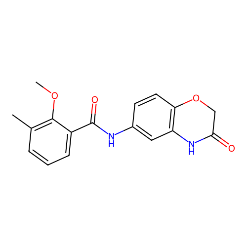 2-methoxy-3-methyl-N-(3-oxo-3,4-dihydro-2H-1,4-benzoxazin-6-yl)benzamide structure