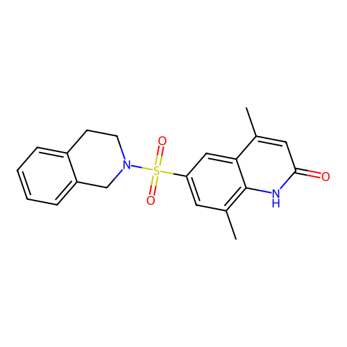 6-(3,4-dihydro-2(1H)-isoquinolinylsulfonyl)-4,8-dimethyl-2(1H)-quinolinone structure