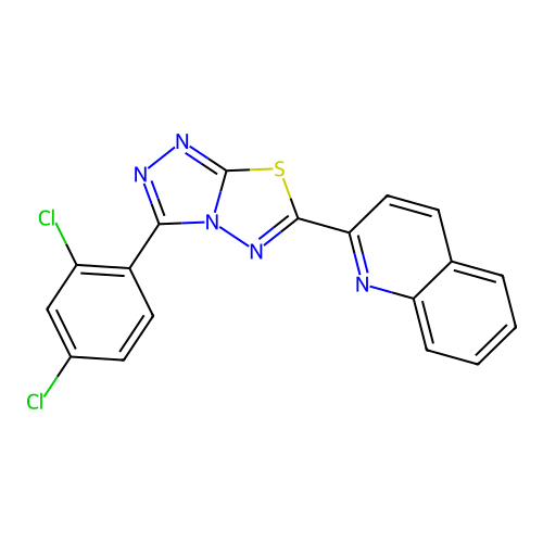2-[3-(2,4-Dichlorophenyl)[1,2,4]triazolo[3,4-b][1,3,4]thiadiazol-6-yl]quinoline structure